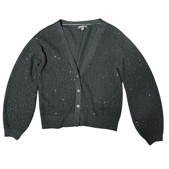 INC Black Glitter Button-Up Cardigan Sweater - Picture 1 of 4